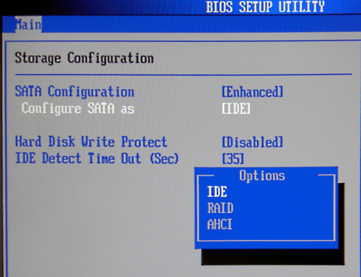 BIOS IDE AHCI