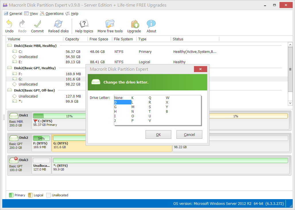 Change Drive letter in Partition Expert