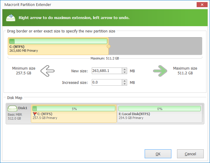 partition extender maximum extension