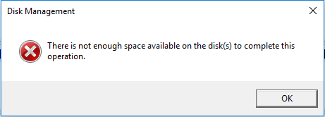 Not enough space availbable