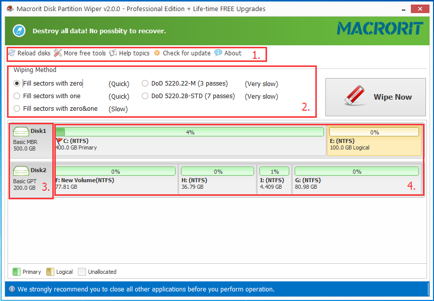 Disk Wiper Main Interface