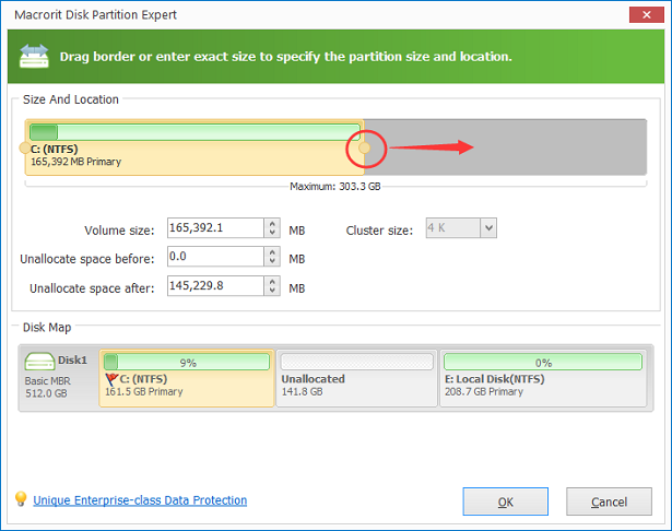 sytem partition resize move