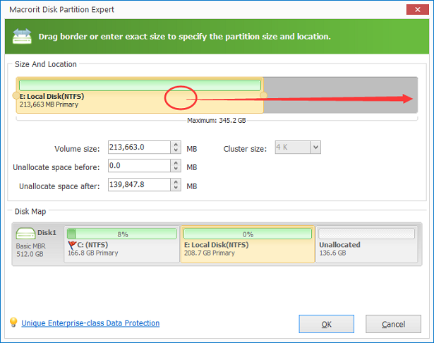 Move unallocated space