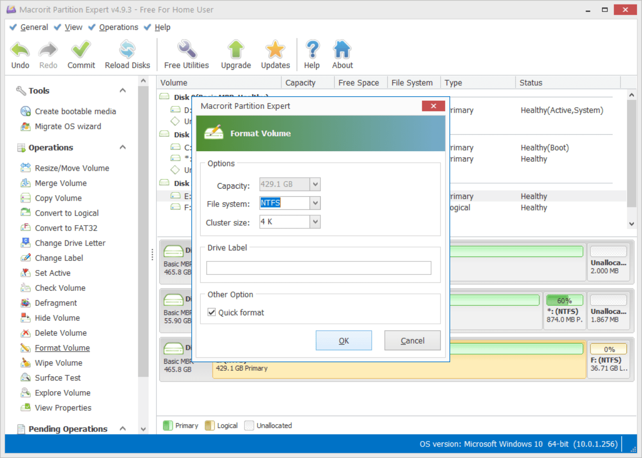 Format a partition to 4k cluster