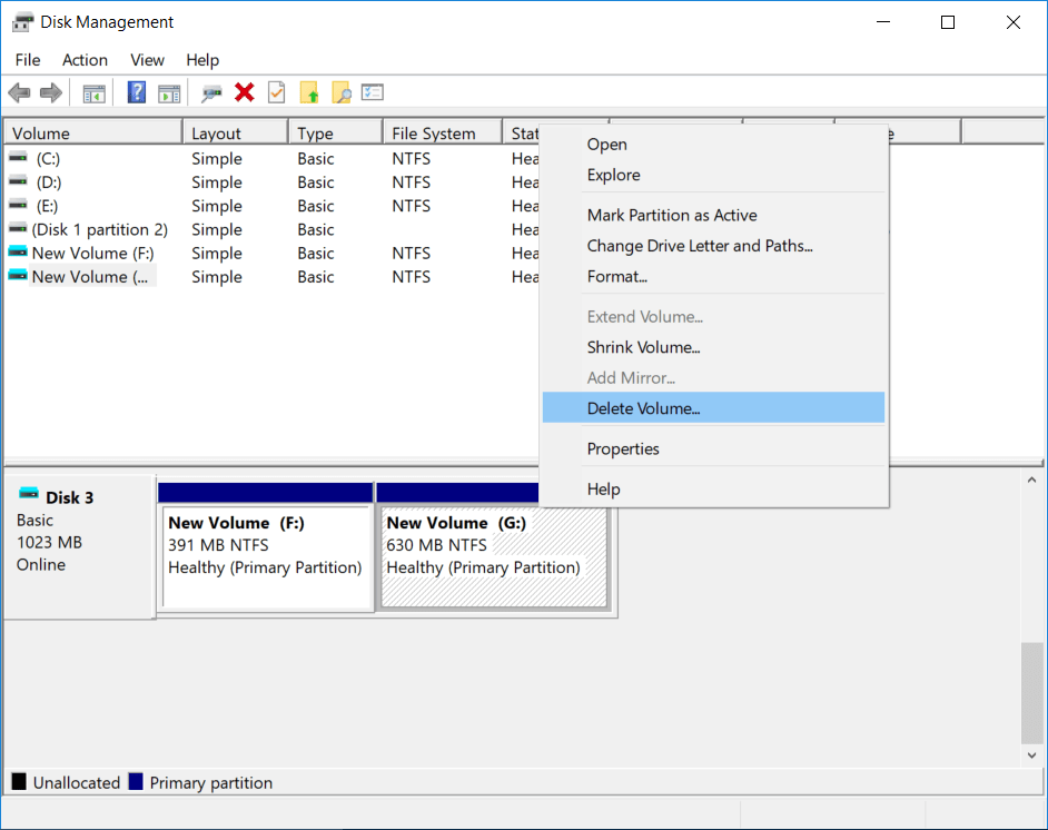 delete vhd partition