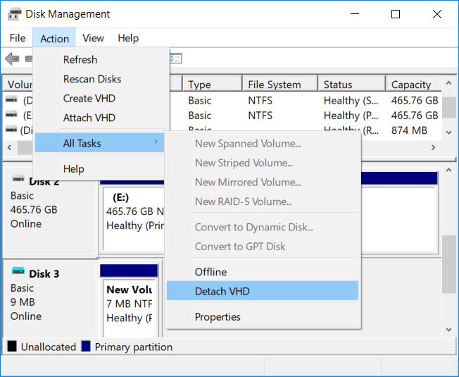 detach VHD