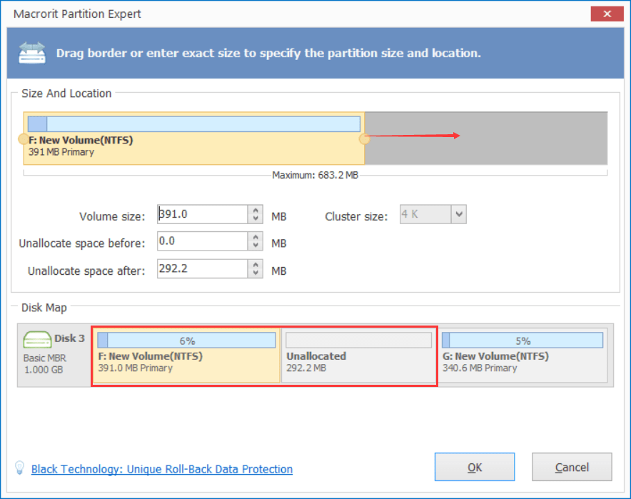 extend partition in partition expert