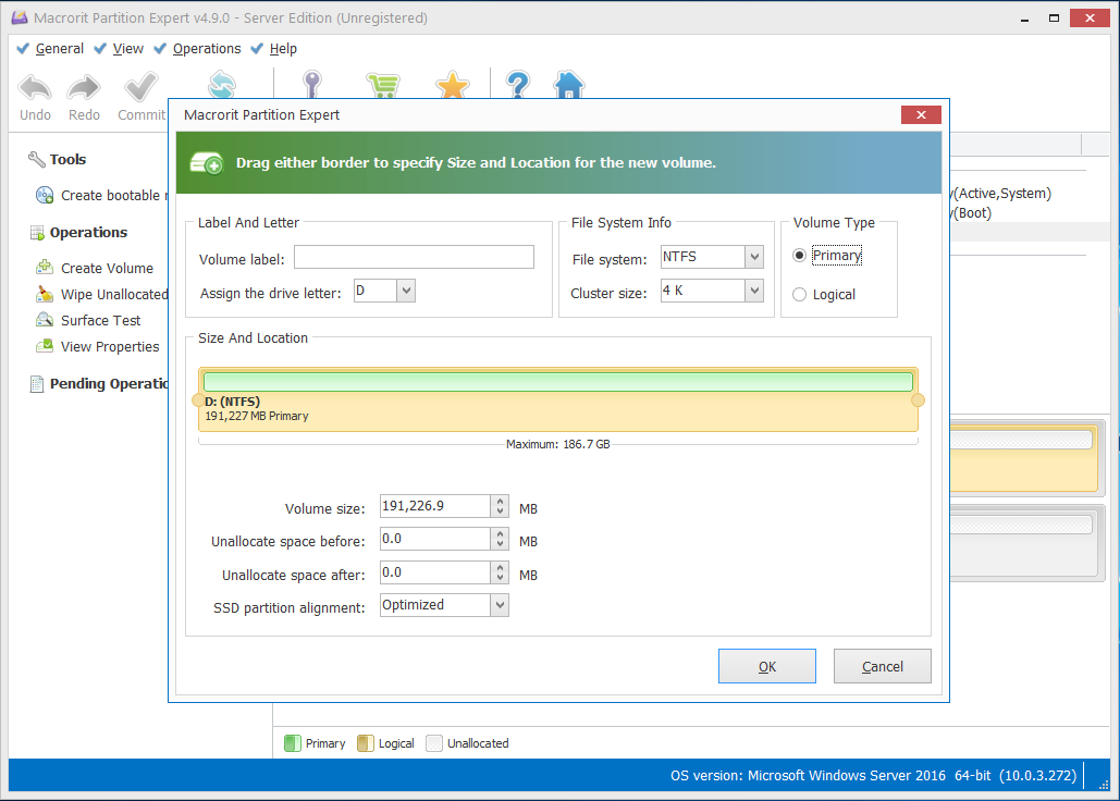 Create a 4k cluster partition